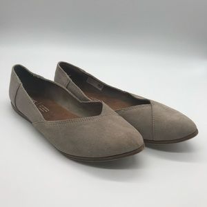 Toms Jutti Suede canvas flat taupe size 9